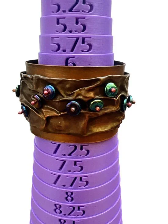 Stunning Handcrafted Beaded Copper Cuff Bracelet With Iridescent Glass Accents - Picture 4 of 6